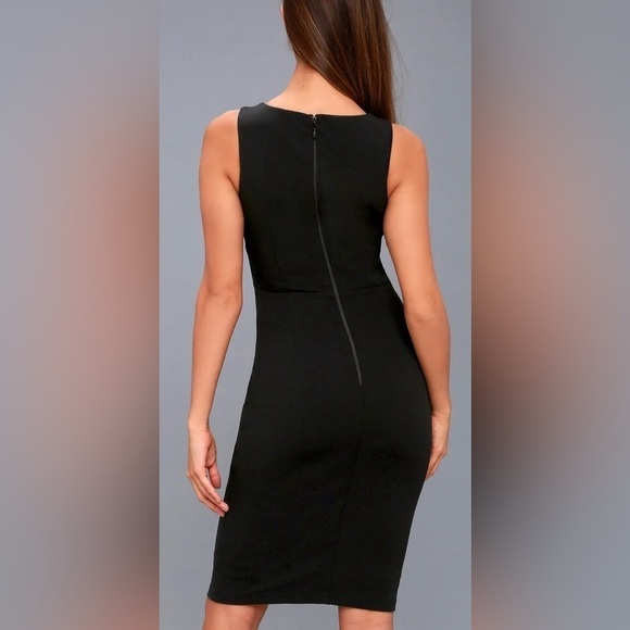 NWT Lulus Bodycon Lace Up Waist “Say So” Black Midi Dress - Picture 4 of 8